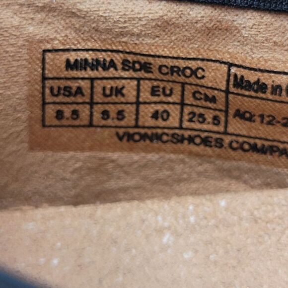 Vionic Minna Women's Size 8.5 Ballet Flat Black Cap Toe Crocodile Bow Shoes - Picture 9 of 10